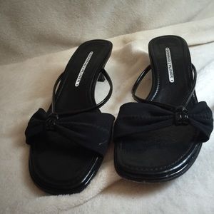 Vintage Prada Black Patent Leather Slides